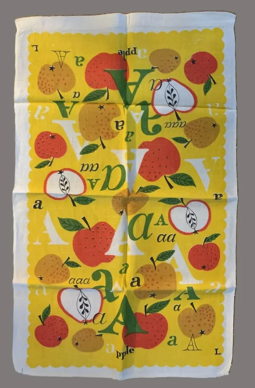 A Is For Apple - Vintage Linen Tea Towel 1960’s